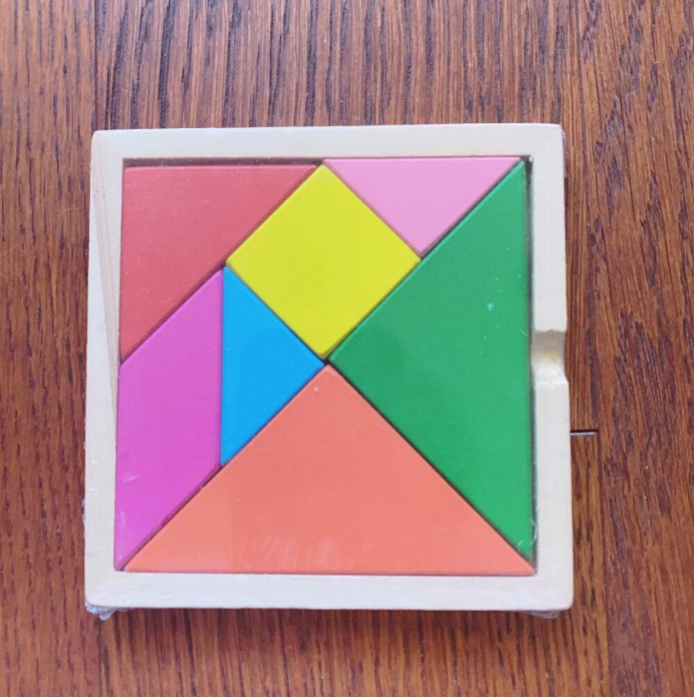5 x NEW Wooden Tangram Puzzle Brain Teaser Educational Learning Toy 7 Piece 4.5”